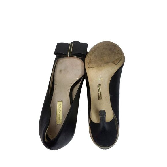 Louise Et Cie‎ Stiletto Heels Women Sz 38.5 EU 8.5B Bowtie Peep Toe Leather Work - Picture 4 of 7